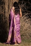 Shop_SAKSHAM & NEHARICKA_Purple Tussar Silk Patchwork Saree With Unstitched Blouse Piece _at_Aza_Fashions