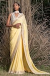 SAKSHAM & NEHARICKA_Yellow Georgette Embroidered Sequin Saree With Unstitched Blouse Piece _Online_at_Aza_Fashions