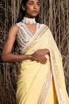 Shop_SAKSHAM & NEHARICKA_Yellow Georgette Embroidered Sequin Saree With Unstitched Blouse Piece _Online_at_Aza_Fashions