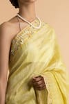 Saksham Neharicka_Yellow Linen Silk Embroidered Saree _Online_at_Aza_Fashions