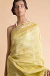 Shop_Saksham Neharicka_Yellow Linen Silk Embroidered Saree _at_Aza_Fashions