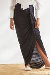 Shop_House Of Three_Black Viscose Draped Skirt _Online_at_Aza_Fashions