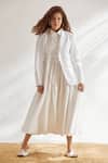 House Of Three_White Cotton Linen Notched Lapel Blazer _Online_at_Aza_Fashions