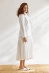 Buy_House Of Three_White Cotton Linen Notched Lapel Blazer _Online_at_Aza_Fashions