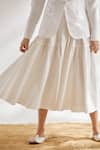 Buy_House Of Three_White Cotton Linen Notched Lapel Blazer 