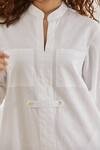 Shop_House Of Three_White Cotton Linen Mandarin Collar Tunic _Online_at_Aza_Fashions