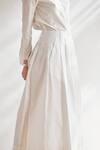 House Of Three_White Cotton Poplin Pleated Culottes With Tie-up _at_Aza_Fashions