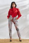 Buy_House Of Three_White Cotton Linen Printed Pant _at_Aza_Fashions