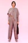 Buy_Antar Agni_Grey Cotton Silk Pleated Trouser_at_Aza_Fashions
