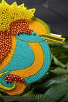 Oceana Clutches_Yellow Glass Beads Embellished Bird Bag_Online_at_Aza_Fashions