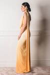 Tarun Tahiliani_Yellow Chiffon V Neck Pre-draped Saree With Blouse_Online_at_Aza_Fashions