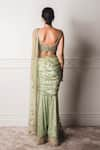 Shop_Tarun Tahiliani_Green Banarasi Georgette Round Pre-draped Saree With Blouse _at_Aza_Fashions