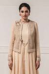 Shop_Tarun Tahiliani_Gold Tulle Round Embroidered Jacket_Online_at_Aza_Fashions