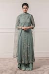 Buy_Tarun Tahiliani_Blue Tulle Round Embroidered Kurta Sharara Set _at_Aza_Fashions