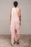 Shop_Tarun Tahiliani_Pink Georgette Round Pre-draped Dhoti Pant Saree _at_Aza_Fashions