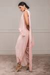 Tarun Tahiliani_Pink Georgette Round Pre-draped Dhoti Pant Saree _Online_at_Aza_Fashions