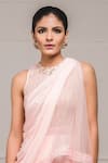 Shop_Tarun Tahiliani_Pink Georgette Round Pre-draped Dhoti Pant Saree _Online_at_Aza_Fashions