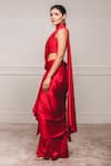 Buy_Tarun Tahiliani_Red Dupion Halter Pre-draped Saree With Blouse _Online_at_Aza_Fashions