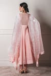 Shop_Tarun Tahiliani_Peach Chanderi Jacquard Round Draped Anarkali Set _at_Aza_Fashions