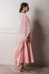 Tarun Tahiliani_Peach Chanderi Jacquard Round Draped Anarkali Set _Online_at_Aza_Fashions