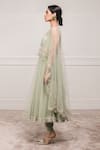 Shop_Tarun Tahiliani_Green Tulle Round Embroidered Cape And Anarkali Set _Online_at_Aza_Fashions