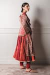 Tarun Tahiliani_Multi Color Chanderi V Neck Anarkali Set _Online_at_Aza_Fashions