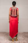 Shop_Tarun Tahiliani_Red Crepe Satin Round Draped Dress With Jacket _at_Aza_Fashions