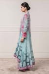 Tarun Tahiliani_Blue Chanderi V Neck Angrakha And Pant Set _Online_at_Aza_Fashions