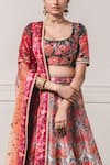 Buy_Tarun Tahiliani_Multi Color Tafetta U Neck Printed Bridal Lehenga Set _Online_at_Aza_Fashions