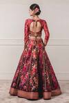 Shop_Tarun Tahiliani_Purple Tafetta Mandarin Collar Printed Lehenga Set _at_Aza_Fashions