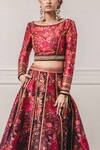 Shop_Tarun Tahiliani_Purple Tafetta Mandarin Collar Printed Lehenga Set _Online_at_Aza_Fashions