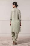 Shop_Tarun Tahiliani_Green Georgette Band Collar Chikankari Kurta And Dhoti Pant Set _at_Aza_Fashions