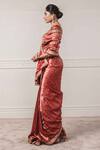 Tarun Tahiliani_Red Silk Brocade Saree_Online_at_Aza_Fashions