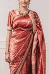 Buy_Tarun Tahiliani_Red Silk Brocade Saree_Online_at_Aza_Fashions
