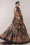 Shop_Tarun Tahiliani_Black Velvet, Modal Satin V Neck Printed Lehenga Set _at_Aza_Fashions