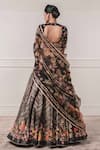Buy_Tarun Tahiliani_Black Velvet, Modal Satin V Neck Printed Lehenga Set _Online_at_Aza_Fashions