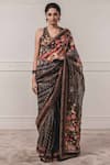 Buy_Tarun Tahiliani_Black Organza Printed Saree With Blouse_at_Aza_Fashions