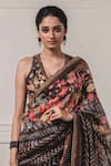 Buy_Tarun Tahiliani_Black Viscose Organza Round Printed Saree With Blouse _Online_at_Aza_Fashions