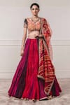 Tarun Tahiliani_Multi Color Chanderi V Neck Bridal Lehenga Set _Online_at_Aza_Fashions