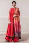 Buy_Tarun Tahiliani_Pink Tulle, Chanderi, Brocade Round Anarkali Sharara Set_at_Aza_Fashions