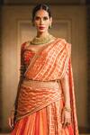Buy_Tarun Tahiliani_Orange Chanderi Leaf Neck Bridal Lehenga Set _Online_at_Aza_Fashions