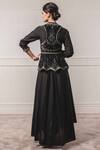 Shop_Tarun Tahiliani_Black Velvet Round Embroidered Gillet_at_Aza_Fashions