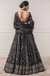 Shop_Tarun Tahiliani_Black Silk, Chanderi U Neck Lehenga Set_at_Aza_Fashions