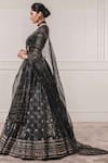 Buy_Tarun Tahiliani_Black Silk, Chanderi U Neck Lehenga Set_Online_at_Aza_Fashions