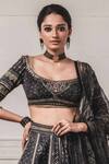 Shop_Tarun Tahiliani_Black Silk, Chanderi U Neck Lehenga Set_Online_at_Aza_Fashions
