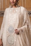 Tarun Tahiliani_White Georgette Round Embroidered Kurta Set _at_Aza_Fashions