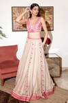 Buy_Paulmi and Harsh_Pink Lehenga And Blouse Organza & Dupatta Net Print & Embroidery Set _Online_at_Aza_Fashions