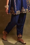 Shop_Aman Takyar_Blue Dupion Silk Round Embroidered Kurta And Dhoti Pant  _Online_at_Aza_Fashions