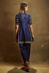 Shop_Aman Takyar_Blue Dupion Silk Round Embroidered Kurta And Dhoti Pant  _at_Aza_Fashions