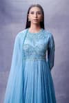 Buy_Aman Takyar_Blue Georgette Round Embroidered Anarkali With Dupatta _Online_at_Aza_Fashions